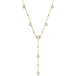 Swarovski Halsketten-Imber Y Halskette Rundschliff Verstreutes Design Weiss Gold - 5684510