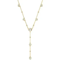 Swarovski Halsketten-Imber Y Halskette Rundschliff Verstreutes Design Weiss Gold - 5684510