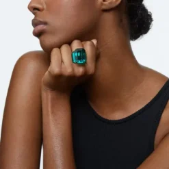 Swarovski Ringe-Lucent Cocktail Ring Oktagon Schliff Grün