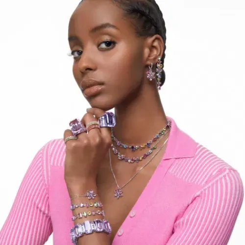 Swarovski Ringe-Lucent Cocktail Ring Oktagon Schliff Rosa