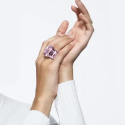 Swarovski Ringe-Lucent Cocktail Ring Oktagon Schliff Rosa