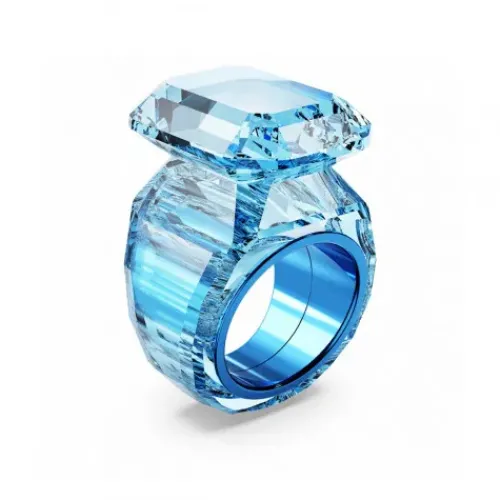 Swarovski Ringe-Lucent Cocktail Ring Oktagon Schliff Blau