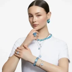 Swarovski Ringe-Lucent Cocktail Ring Oktagon Schliff Blau