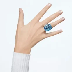 Swarovski Ringe-Lucent Cocktail Ring Oktagon Schliff Blau