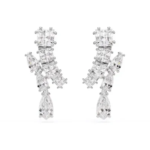 Swarovski Ohrringe-Matrix Drop Ohrhänger Verschiedene Schliffe Weiss - 5700418