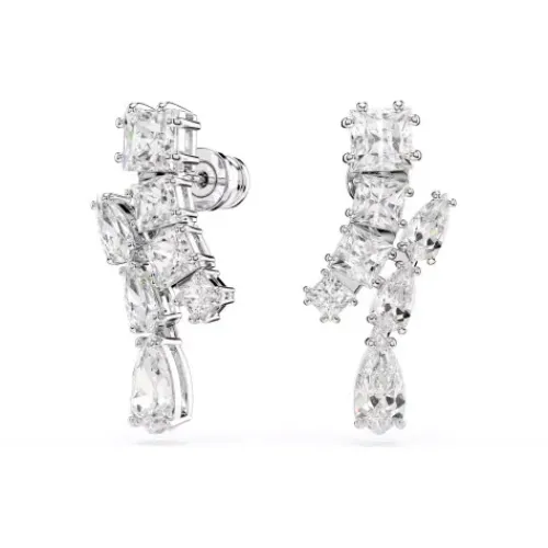 Swarovski Ohrringe-Matrix Drop Ohrhänger Verschiedene Schliffe Weiss - 5700418