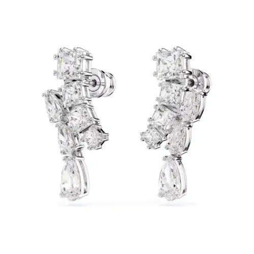 Swarovski Ohrringe-Matrix Drop Ohrhänger Verschiedene Schliffe Weiss - 5700418