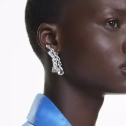 Swarovski Ohrringe-Matrix Drop Ohrhänger Verschiedene Schliffe Weiss - 5692515