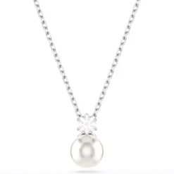 Swarovski Halsketten-Matrix Halskette Kristallperle Rundschliff Weiss - 5693897