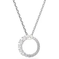Swarovski Halsketten-Matrix Halskette Kristallperle Rundschliff Weiss - 5688751