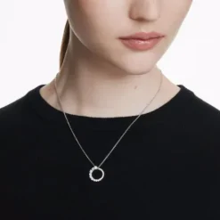 Swarovski Halsketten-Matrix Halskette Kristallperle Rundschliff Weiss - 5688751