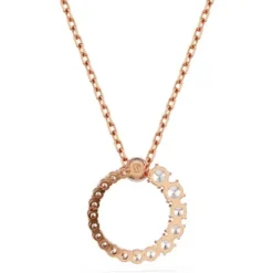 Swarovski Halsketten-Matrix Halskette Kristallperle Rundschliff Weiss Roségold - 5692265