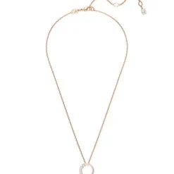 Swarovski Halsketten-Matrix Halskette Kristallperle Rundschliff Weiss Roségold - 5692265