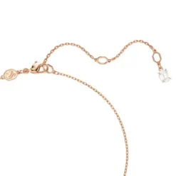 Swarovski Halsketten-Matrix Halskette Kristallperle Rundschliff Weiss Roségold - 5692265