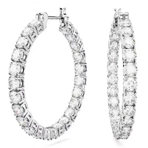 Swarovski Ohrringe-Matrix Kreolen Rundschliff Weiss - 5647715