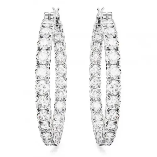 Swarovski Ohrringe-Matrix Kreolen Rundschliff Weiss - 5647715