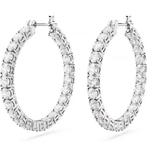 Swarovski Ohrringe-Matrix Kreolen Rundschliff Weiss - 5647715