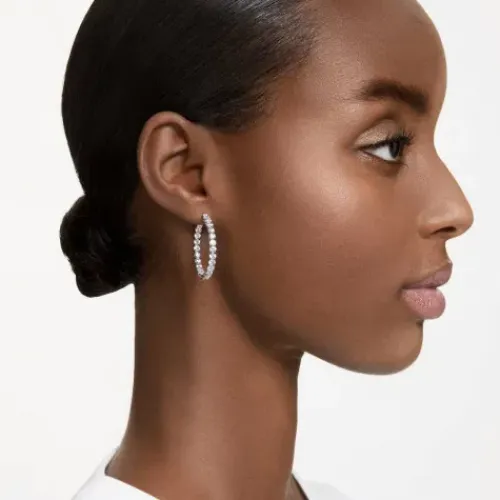 Swarovski Ohrringe-Matrix Kreolen Rundschliff Weiss - 5647715