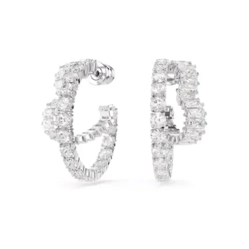 Swarovski (Kette mit) Herz-Matrix Kreolen Verschiedene Schliffe Herz Weiss - 5705748