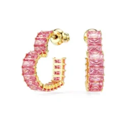 Swarovski (Kette mit) Herz-Matrix Kreolen Baguette Schliff Herz Klein Rosa Gold - 5706340