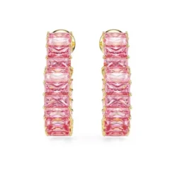 Swarovski (Kette mit) Herz-Matrix Kreolen Baguette Schliff Herz Klein Rosa Gold - 5706340