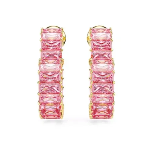 Swarovski (Kette mit) Herz-Matrix Kreolen Baguette Schliff Herz Klein Rosa Gold - 5706340