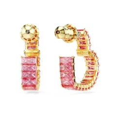 Swarovski (Kette mit) Herz-Matrix Kreolen Baguette Schliff Herz Klein Rosa Gold - 5706340