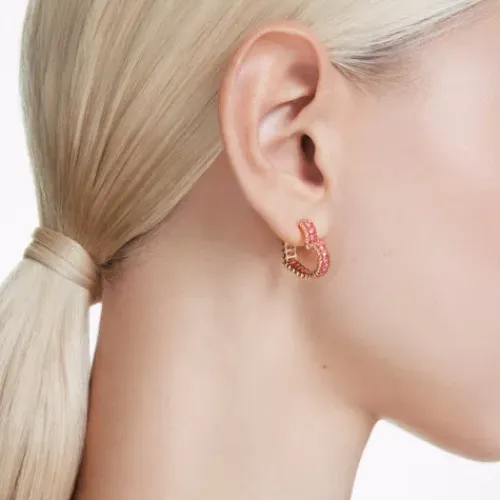 Swarovski (Kette mit) Herz-Matrix Kreolen Baguette Schliff Herz Klein Rosa Gold - 5706340