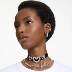 Swarovski (Kette mit) Herz-Matrix Kreolen Baguette Schliff Herz Klein Weiss - 5653170