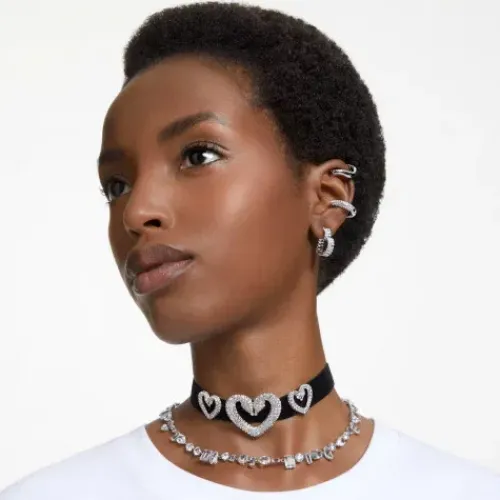 Swarovski (Kette mit) Herz-Matrix Kreolen Baguette Schliff Herz Klein Weiss - 5653170