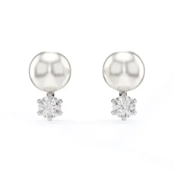 Swarovski Ohrringe-Matrix Ohrstecker Kristallperle Rundschliff Weiss - 5694225