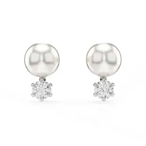 Swarovski Ohrringe-Matrix Ohrstecker Kristallperle Rundschliff Weiss - 5694225