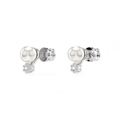 Swarovski Ohrringe-Matrix Ohrstecker Kristallperle Rundschliff Weiss - 5694225
