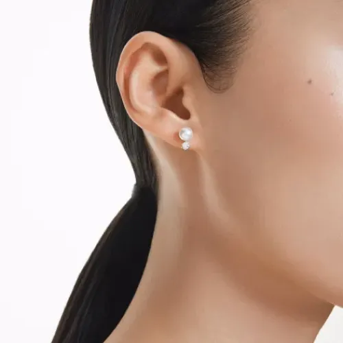 Swarovski Ohrringe-Matrix Ohrstecker Kristallperle Rundschliff Weiss - 5694225