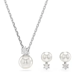 Swarovski Schmuck Set-Matrix Set Kristallperle Rundschliff Weiss - 5689624
