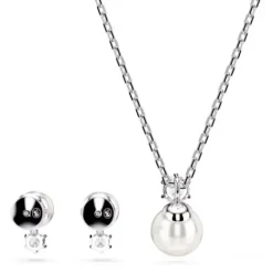 Swarovski Schmuck Set-Matrix Set Kristallperle Rundschliff Weiss - 5689624