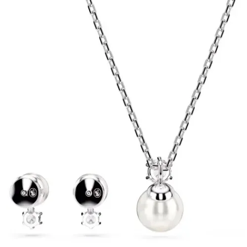 Swarovski Schmuck Set-Matrix Set Kristallperle Rundschliff Weiss - 5689624