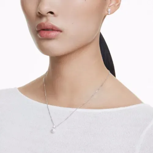 Swarovski Schmuck Set-Matrix Set Kristallperle Rundschliff Weiss - 5689624