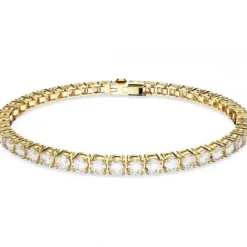 Swarovski Armbänder-Matrix Tennis Armband Rundschliff Weiss Gold
