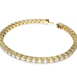 Swarovski Armbänder-Matrix Tennis Armband Rundschliff Weiss Gold
