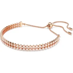Swarovski Armbänder-Matrix Tennis Armband Rundschliff Weiss Roségold - 5677823