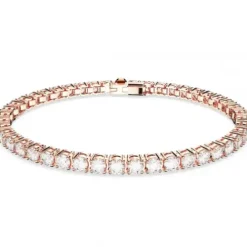 Swarovski Armbänder-Matrix Tennis Armband Rundschliff Weiss Roségold
