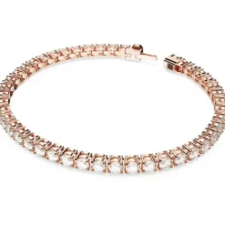 Swarovski Armbänder-Matrix Tennis Armband Rundschliff Weiss Roségold