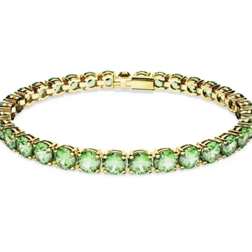 Swarovski Armbänder-Matrix Tennis Armband Rundschliff Grün Gold