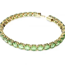 Swarovski Armbänder-Matrix Tennis Armband Rundschliff Grün Gold