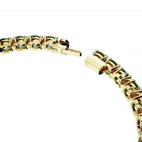 Swarovski Armbänder-Matrix Tennis Armband Rundschliff Grün Gold