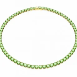 Swarovski Halsketten-Matrix Tennis Halskette Rundschliff Mittel Grün Gold - 5661189