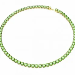 Swarovski Halsketten-Matrix Tennis Halskette Rundschliff Mittel Grün Gold - 5661189