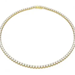 Swarovski Halsketten-Matrix Tennis Halskette Rundschliff Klein Weiss Gold - 5681795