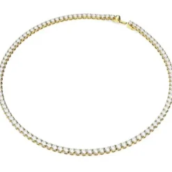 Swarovski Halsketten-Matrix Tennis Halskette Rundschliff Klein Weiss Gold - 5681795